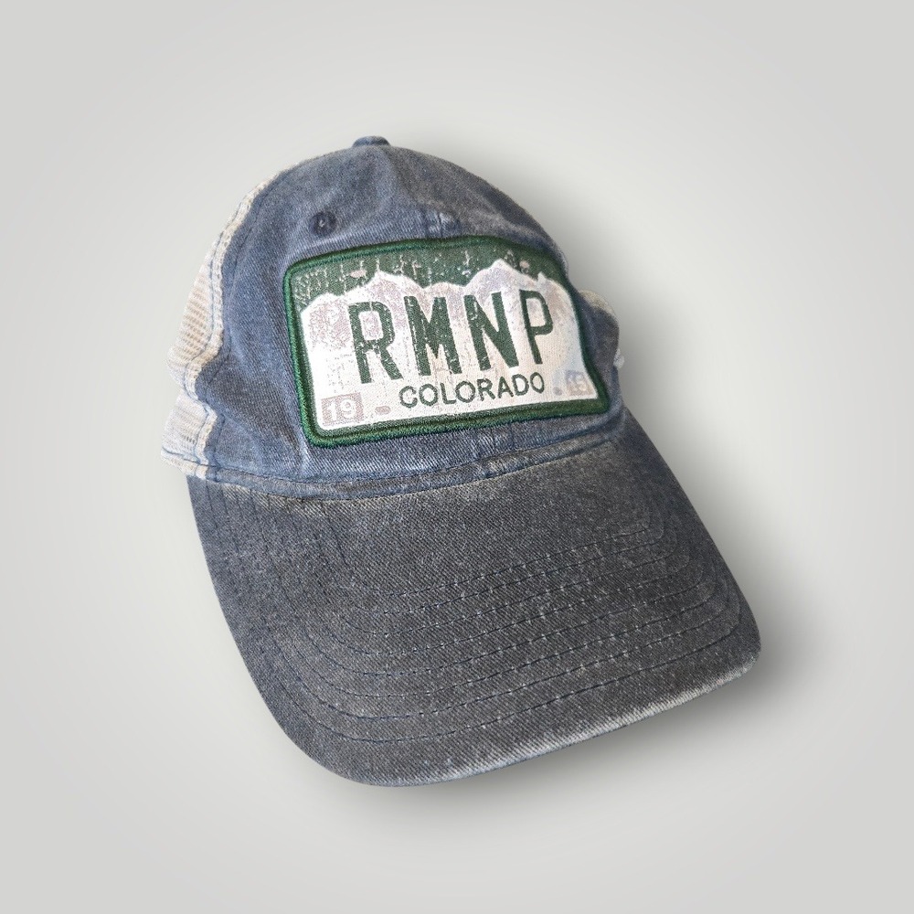 Gear For Sports RMNP Colorado Trucker Hat Blue License Plate Patch Mesh Snapback